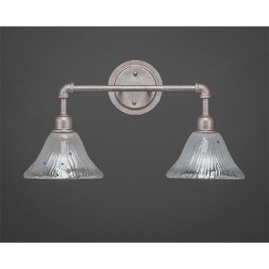Toltec Lighting Vintage 2 - Light Vanity in  Aged Silver with 7" Frosted Crystal Shade - 1 of 1