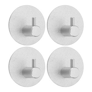 Unique Bargains Aluminum Self-Adhesive Rust-proof Bathroom Towel Hooks 4 Pcs - 1 of 3