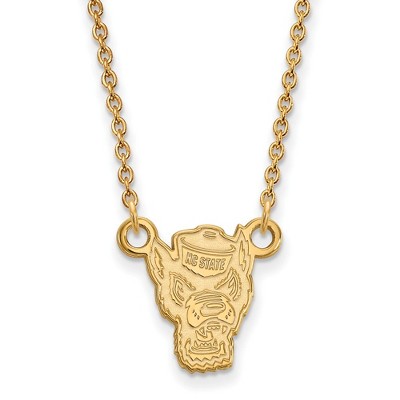 Black Bow Jewelry 14k Yellow Gold North Carolina State Wolfpack NCAA Necklace 18 Inch