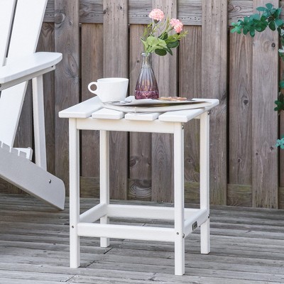 Outsunny White HDPE Plastic Square Patio Side Table