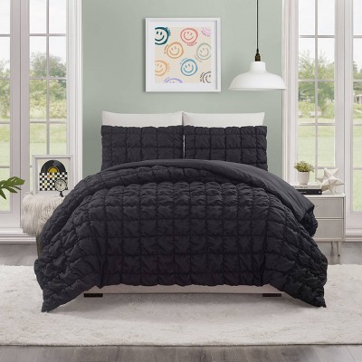 Teen Full/Queen Puffy Comforter Set Black - Makers Collective: Recycled Polyester, OEKO-TEX Certified, 3-Piece Bedding