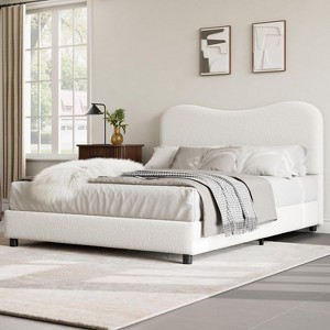 Kids Velvet Bed Frame - Low Profile Platform with Headboard, No Box Spring, Noise-Free & Wood Slats - 1 of 4