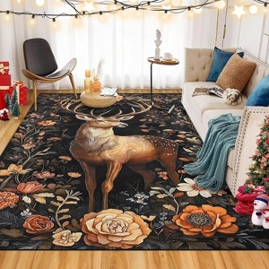 GustoWave Christmas Elk Statue Washable Soft Area Rug for Holiday Decor - 1 of 4