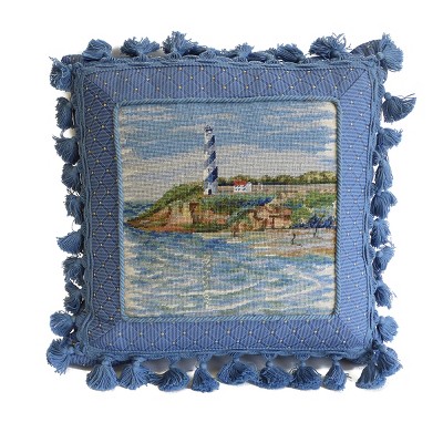 C&F Home 16" x 16" Southern Lighthouse Needlepoint Throw Pillow