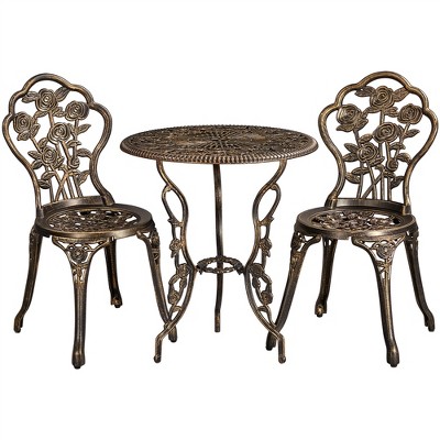 Yaheetech 3 Piece Patio Bistro Table Set For Garden Backyard, Bronze ...