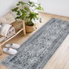 Coolmee Area Rug Washable Soft Distressed Floral Rugs, Non-Slip Low-Pile Vintage Neutral Carpet for Entryway Bedroom Living RoomGray - 2 of 4