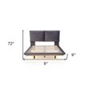 HomeRoots Gray Tufted Upholstered Full Bed Frame With LED Lighting And USB - 3 of 4