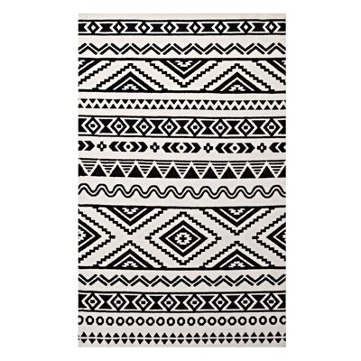 Modway Haku Geometric 5x8 Area Rug With Contemporary Design In Black and White