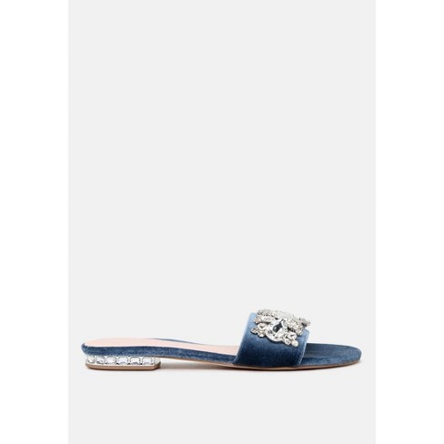 Sally Womens Blue Flat Embellished Sandals - image 1 of 4