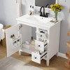 ModernLuxe 30" Bathroom Vanity with Ceramic Sink, 3 Drawers & Soft-Close Door, Solid Wood Frame Storage Cabinet, White/Black - 2 of 4