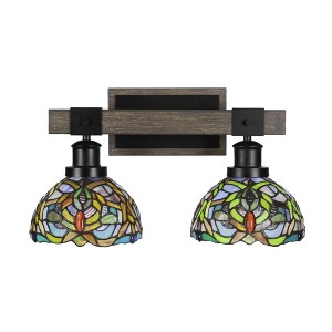 Toltec Lighting Tacoma 2 - Light Vanity in  Black/Painted Wood with 7'' Kaleidoscope Art Glass Shade - 1 of 1