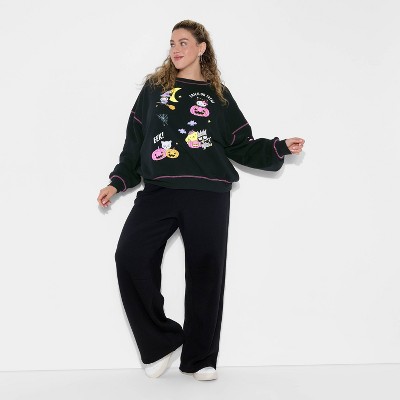 Women's Hello Kitty Halloween Graphic Sweatshirt - Black
