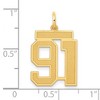 Black Bow Jewelry 14k Yellow Gold, Jersey Collection, Medium Number 91 Pendant - 4 of 4