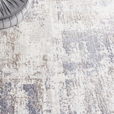 Opal Ivory and Grey Synthetic Runner Rug, 2'3" x 9'
