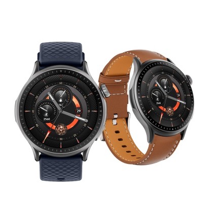 HONGGE Smart Watch with 1.43" AMOLED Display, Bluetooth Calls, SpO₂ & Heart Rate Monitor, 100+ Sports Modes, Bonus Leather Strap Included
