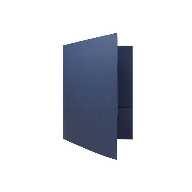 JAM Paper Two-Pocket Textured Linen Business Folders Navy Blue Bulk 25/Pack 386LNAA, 4 of 10