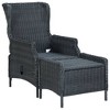 vidaXL Reclining Patio Chair with Cushions Poly Rattan Light Gray - 2 of 4