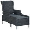 vidaXL Reclining Patio Chair with Cushions Poly Rattan Light Gray - image 2 of 4