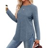 Clearlove Tunic Tops for Women Loose Fit Dressy Long Sleeve Crewneck Curved Hem Pullover Sweaters Fall Clothing - 3 of 4