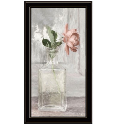 HomeRoots Cottage Peach Rose Black Framed Print Wall Art
