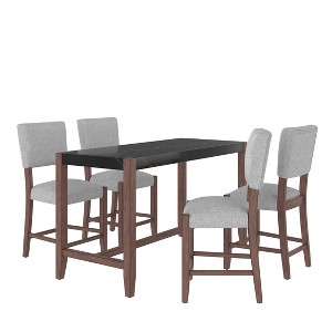 Bellemave 5-Piece Counter Height Dining Table Set, Faux Marble Bar Table and 4 Upholstered-Seat Chairs, for Dining Room, Pub Kitchen - 1 of 4