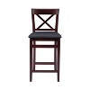 Triena X Back Faux Leather Folding Counter Height Barstool Espresso - Linon: Padded Seat, 24" High - 3 of 4