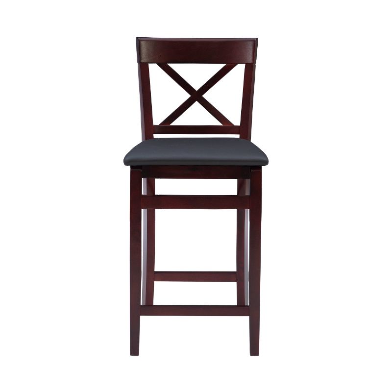 Triena X Back Faux Leather Folding Counter Height Barstool Espresso - Linon, 4 of 23