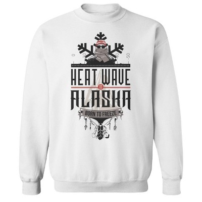 Rerun Island Men's Heat Wave In Alaska- Born To Freeze Long Sleeve Graphic Cotton Sweatshirt