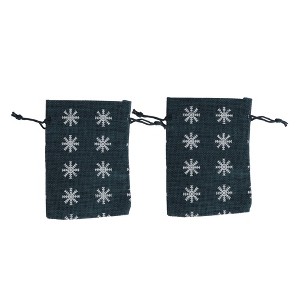 Unique Bargains Snowflake Print Drawstring Bag 2 Pcs - 1 of 4