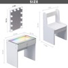 VANITII 1 Drawers Makeup Vanities With RGB LED Light Strip Come With Bluetooth Speaker Mirror - 2 of 4
