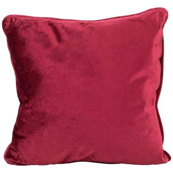 Northlight 17" Solid Wine Red Velvet Plush Square Throw Pillow with Piped Edging
