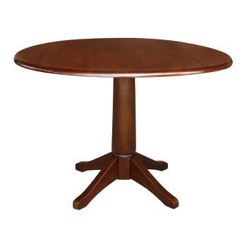 30.3" Thea Round Dual Drop Leaf Extendable Dining Table Espresso Brown - International Concepts