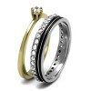 Slickblue Women's Two-Tone IP Gold Stainless Steel Ring with Clear CZ Stone, Size 5-10 - 4 of 4