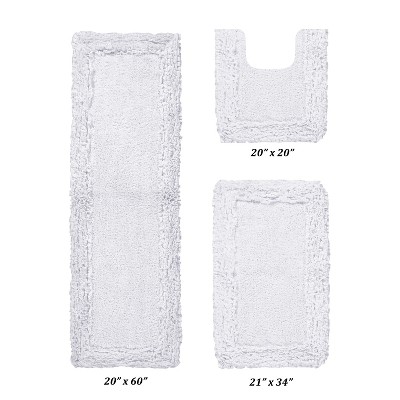 Shaggy Border Collection 3-Piece Bath Rug Set 100% Cotton Tufted Weave Ruffle Border Pattern Bathroom Rug for Machine Washable Bathmat