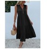 Coolmee Summer Casual Midi Dresses for Women Sleeveless V-Neck Button Front Swing Tank Sundress - 3 of 4