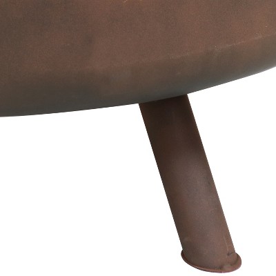 Bronze 30" Round Wood-Burning Steel Fire Pit with Cooking Grate