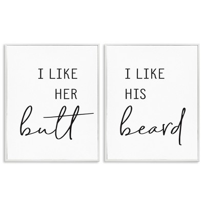 Stupell Industries Her Butt His Beard Funny Romantic, 11" x 14"