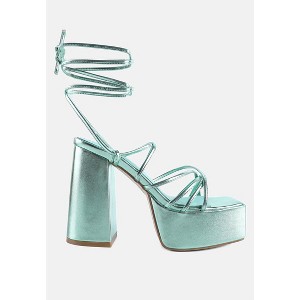 Anvil Metallic Block Heeled Lace Up Sandals Women - 1 of 4
