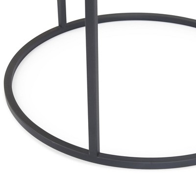 Antiqued Mirrored Round Glass and Metal Side Table