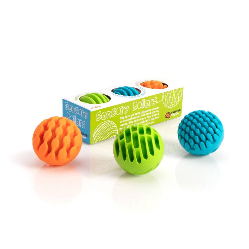 Fat Brain Toys Baby and Toddler Learning Sensory Rollers - Set of 3 Spheres, 1 of 9