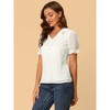 Allegra K Women's Elegant Ruffle V Neck Short Sleeve Swiss Dots Chiffon Blouse - 4 of 4
