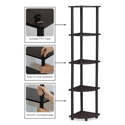 Kids' Corner 5-Tier Dark Walnut Wood Display Shelving Unit