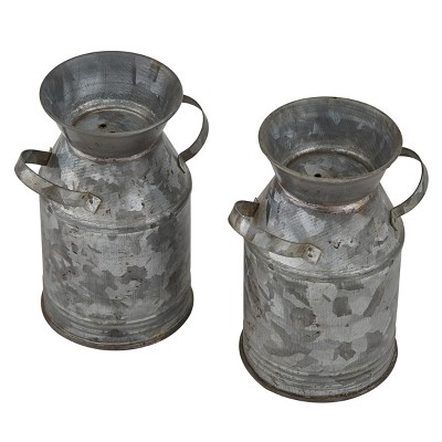 Rustic Galvanized Metal Milk Can Salt and Pepper Shaker Set