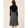 INSPIRE CHIC Women's Tartan Plaid High Waist Belted Vintage A-Line Midi Skirt - 4 of 4
