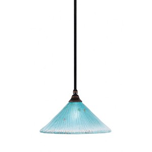 Toltec Lighting Any 1 - Light Pendant in  Black Copper with 12" Teal Crystal Shade - 1 of 1