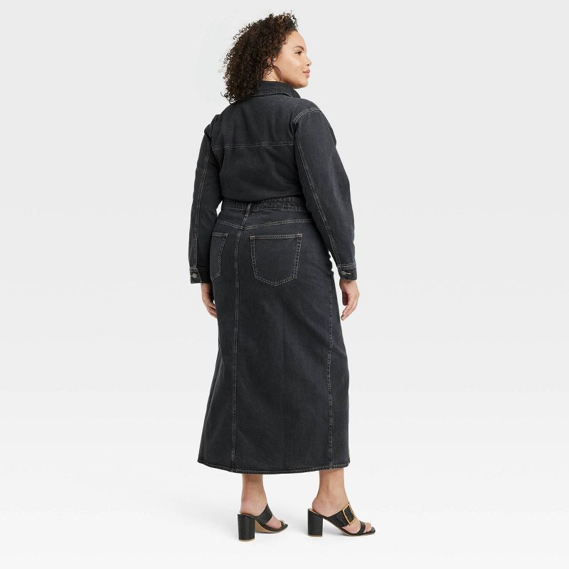 Women's Long Sleeve Denim Maxi Dress - Universal Thread™ Black Wash, 3 of 5
