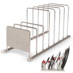 Cuisinel Lid and Dish Organizer Rack - Satin Nickel Silver Kitchen Storage Organization Stand - 1 of 4