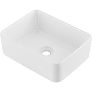 VEVOR Rectangle Vessel Sink, 16" x 12" Bathroom Vessel Sink Countertop, White Ceramic Bathroom Sinks Above Counter, Modern Style, White - 1 of 4
