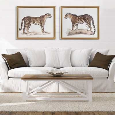 Elegant Gold Framed Cheetah Print Wall Art Set