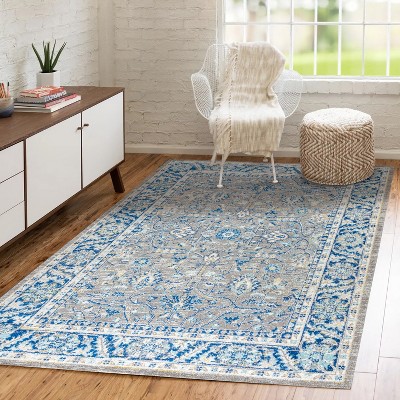 3'x5' Modern Persian Boho Floral Area Rug, Gray/navy - Jonathan Y : Target